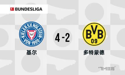德甲多特蒙德2-4不敵基爾，雷納破門吉騰斯世界波助勝利