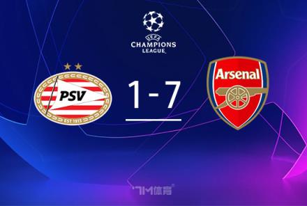 歐冠-阿森納7-1大勝埃因霍溫，厄德高2射1傳，6人建功