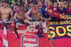 還有我廠的事？巴薩球迷將阿森納隊(duì)旗帶到了國王杯看臺