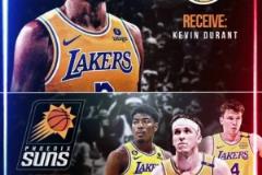 5換1誰賺了？美媒模擬：湖人得KD，送出小里八村彪哥文總克內(nèi)克特