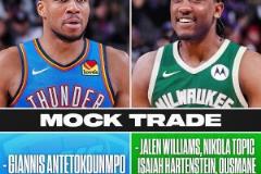 那雷霆不就無(wú)敵了？美媒曬交易方案：雷霆得到字母哥，送出杰倫威+哈滕+N個(gè)選秀權(quán)