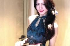 美女登密盼盼一身旗袍穿搭：聽說藍(lán)色是你最愛的顏色~